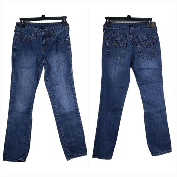 True Religion Boys 12 Jeans Geno Single End Straight Leg Blue Distressed Denim - Picture 1 of 9